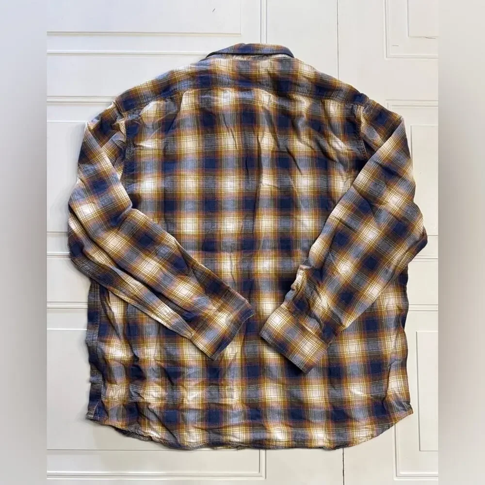 Banana Republic Mens Sz XL Organic Cotton Standard Fit Plaid Button Down Shirt‎
